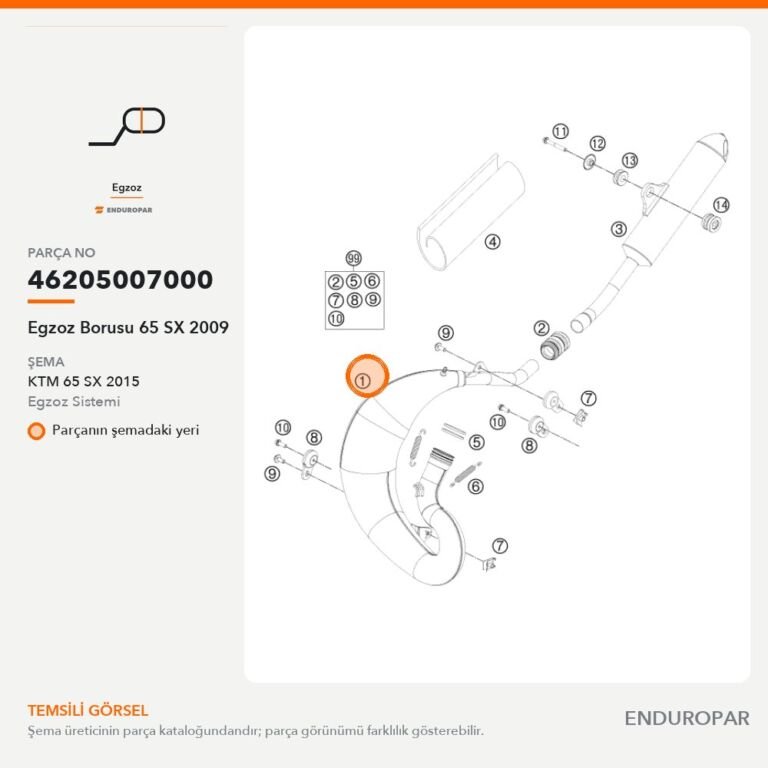 Egzoz Borusu 65 SX 2009 46205007000 parça şeması