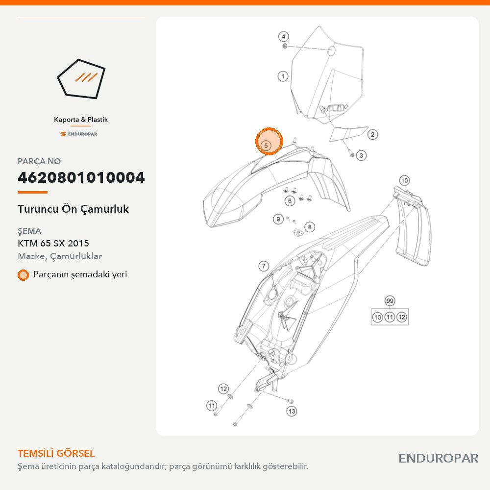 Turuncu Ön Çamurluk 4620801010004 parça şeması