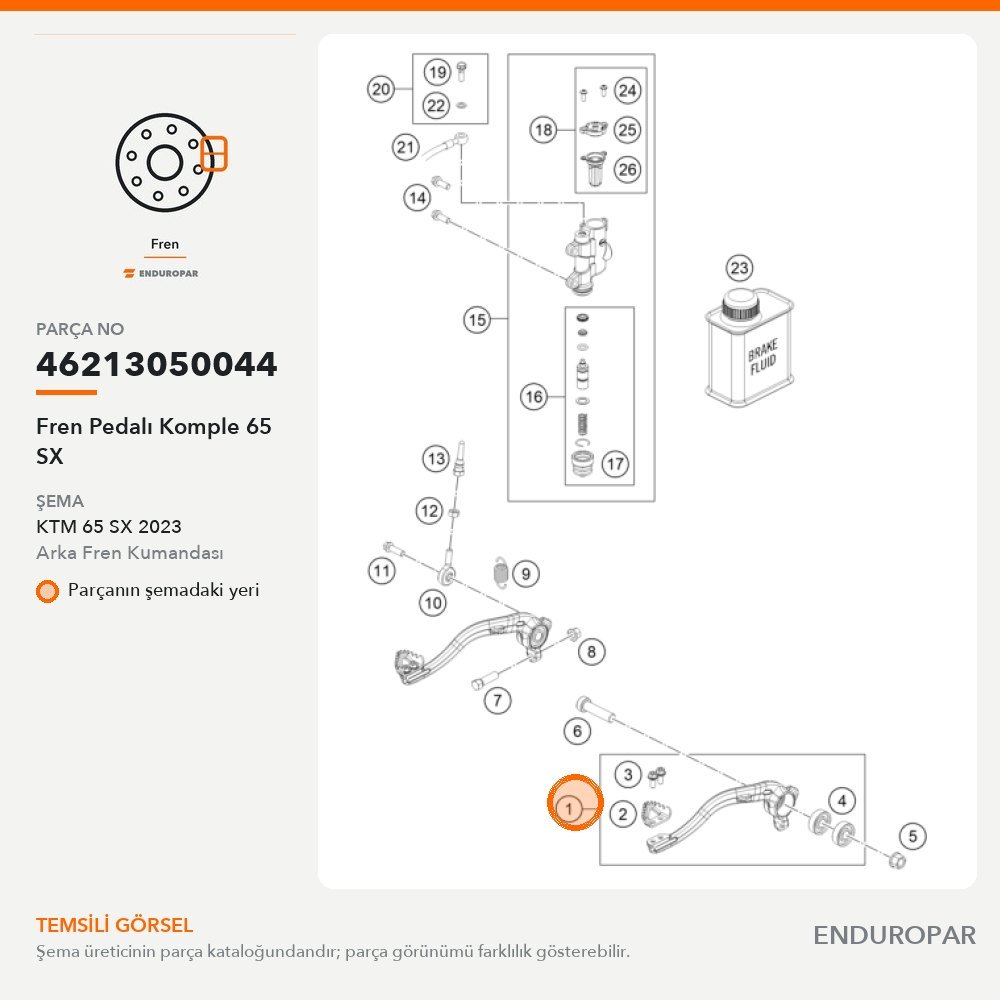 Fren Pedalı Komple 65 SX 46213050044 parça şeması