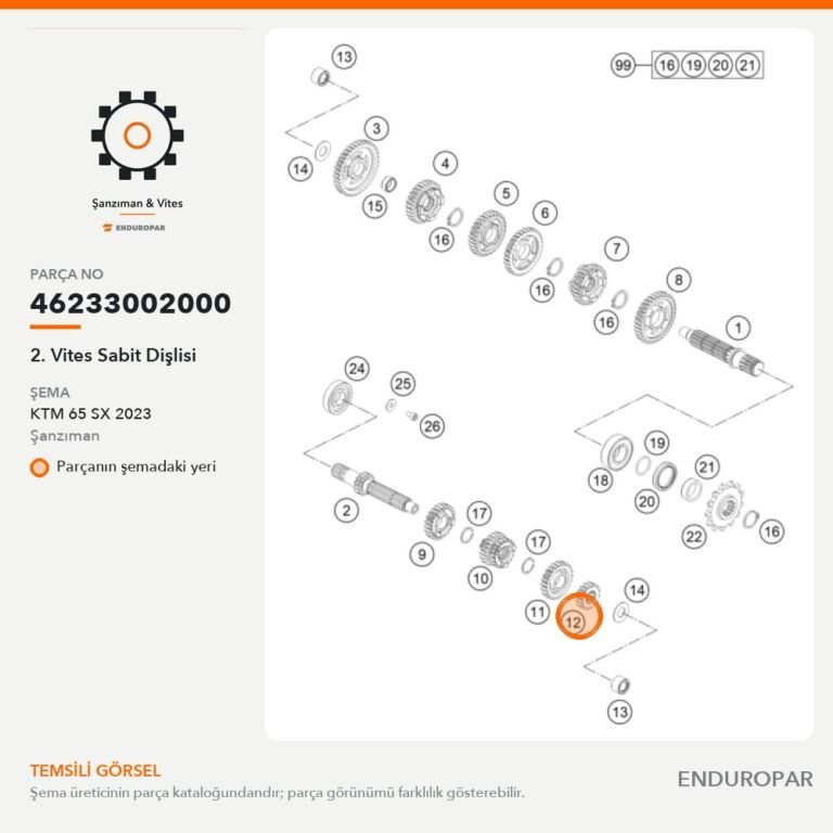 2. Vites Sabit Dişlisi 46233002000 parça şeması