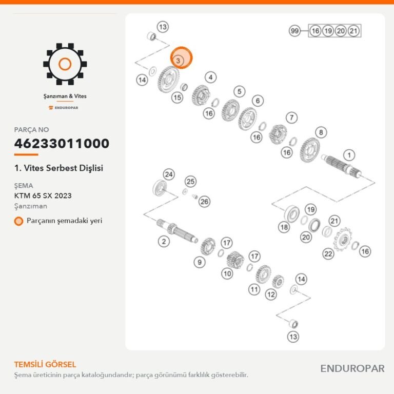 1. Vites Serbest Dişlisi 46233011000 parça şeması
