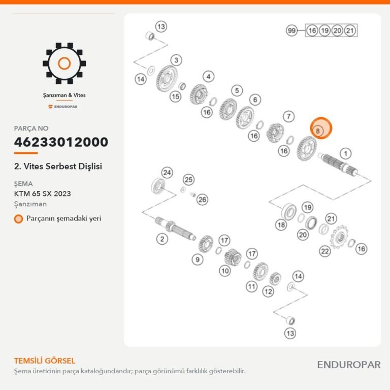 2. Vites Serbest Dişlisi 46233012000 parça şeması