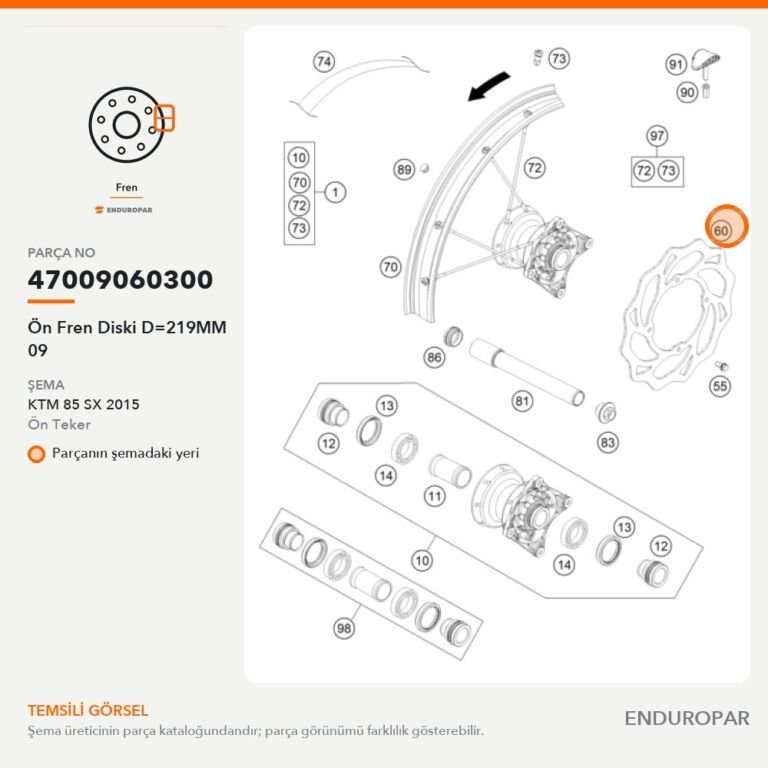 Ön Fren Diski D=219MM 09 47009060300 parça şeması