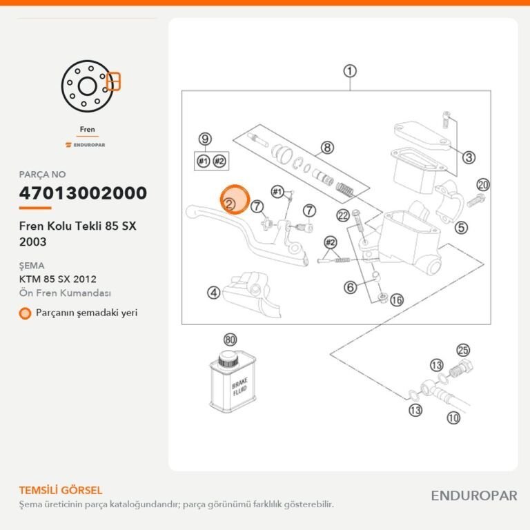 Fren Kolu Tekli 85 SX 2003 47013002000 parça şeması