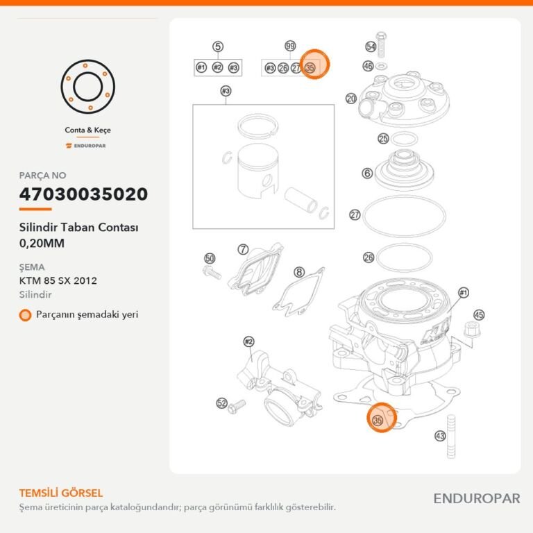 Silindir Taban Contası 0,20MM 47030035020 parça şeması