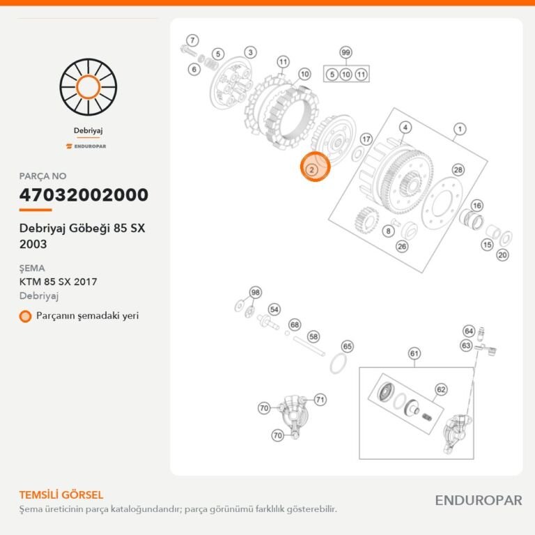 Debriyaj Göbeği 85 SX 2003 47032002000 parça şeması