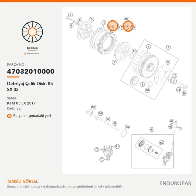 Debriyaj Çelik Diski 85 SX 03 47032010000 parça şeması