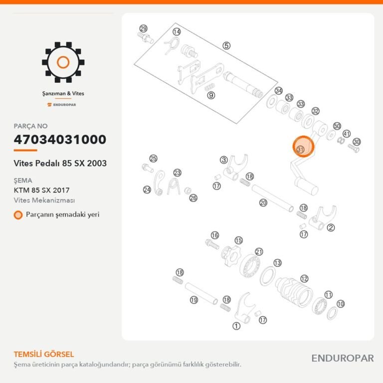 Vites Pedalı 85 SX 2003 47034031000 parça şeması