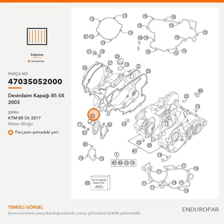 Devirdaim Kapağı 85 SX 2003 47035052000 parça şeması