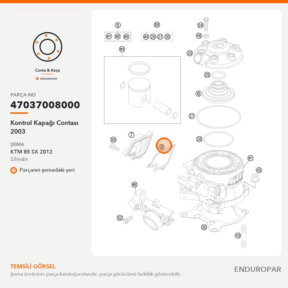 Kontrol Kapağı Contası 2003 47037008000 parça şeması