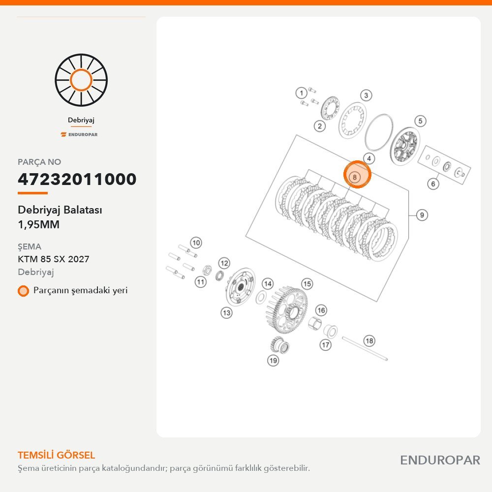 Debriyaj Balatası 1,95MM 47232011000 parça şeması