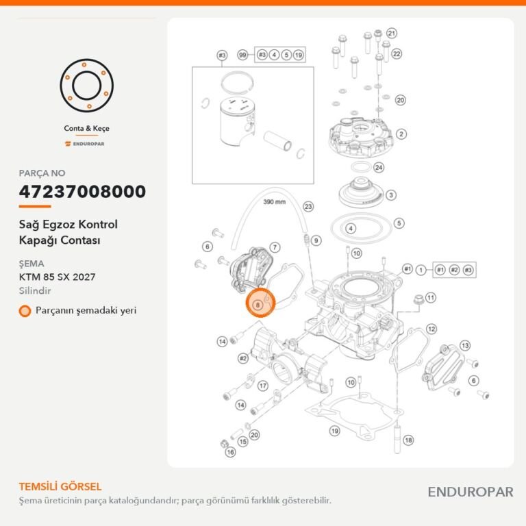 Sağ Egzoz Kontrol Kapağı Contası 47237008000 parça şeması