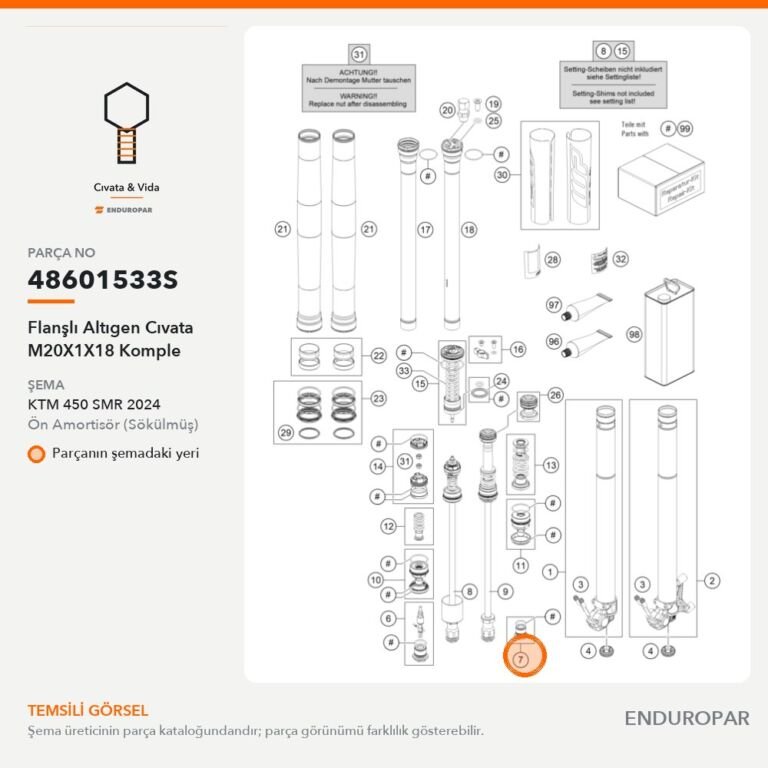 Flanşlı Altıgen Cıvata M20X1X18 Komple 48601533S parça şeması