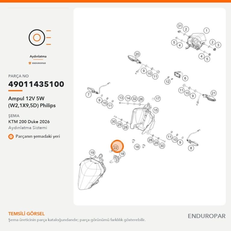 Ampul 12V 5W (W2,1X9,5D) Philips 49011435100 parça şeması