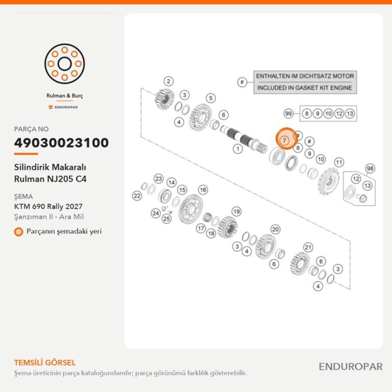 Silindirik Makaralı Rulman NJ205 C4 49030023100 parça şeması