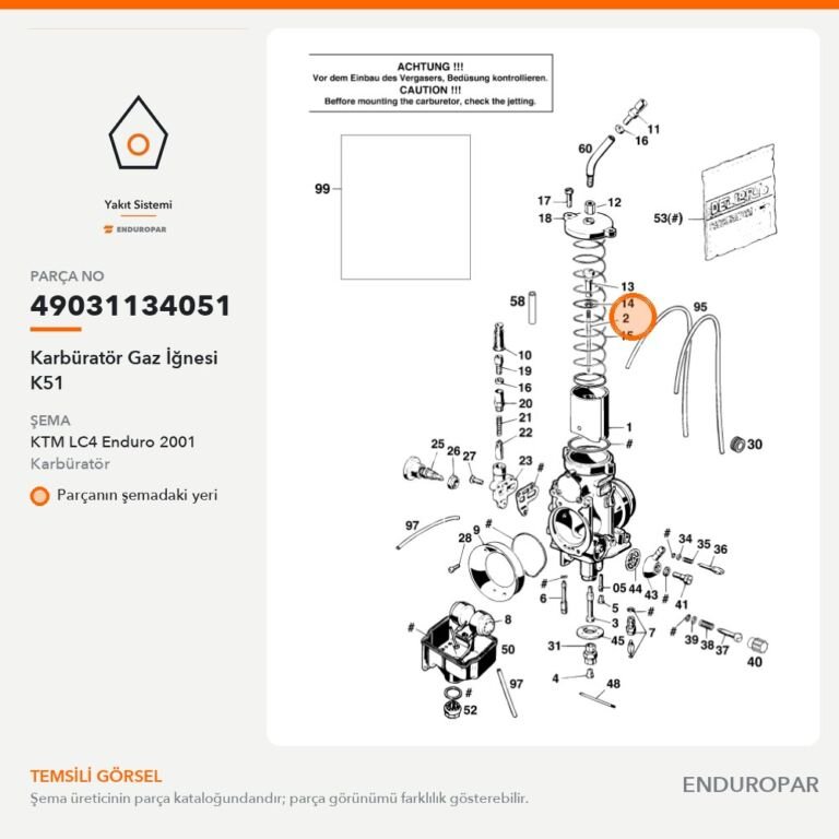 Karbüratör Gaz İğnesi K51 49031134051 parça şeması