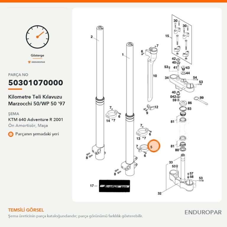 Kilometre Teli Kılavuzu Marzocchi 50/WP 50 '97 50301070000 parça şeması