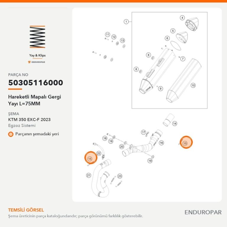 Hareketli Mapalı Gergi Yayı L=75MM 50305116000 parça şeması