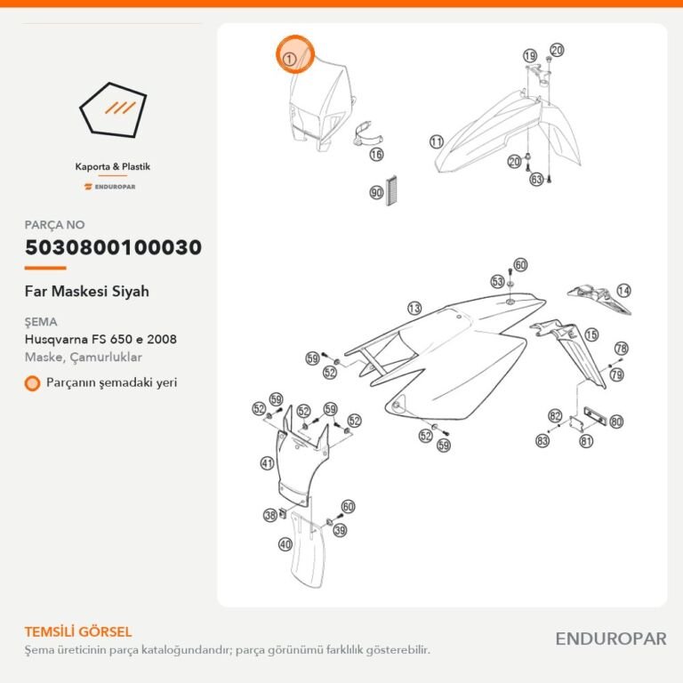 Far Maskesi Siyah 5030800100030 parça şeması