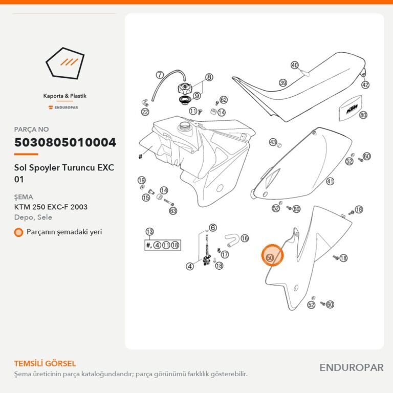 Sol Spoyler Turuncu EXC 01 5030805010004 parça şeması