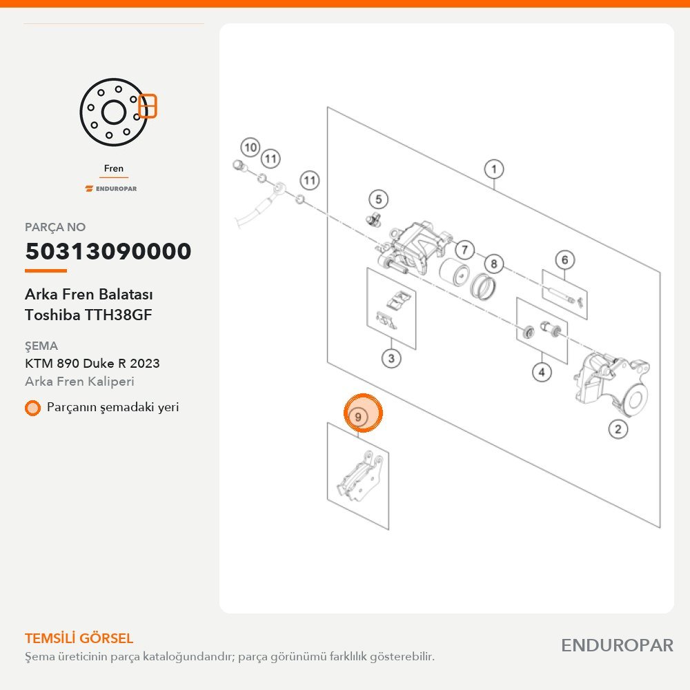 Bremsbelag hinten Toshiba TTH38GF