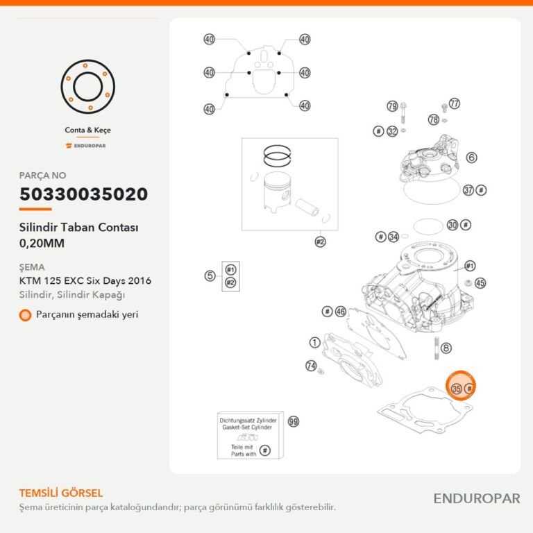 Silindir Taban Contası 0,20MM 50330035020 parça şeması