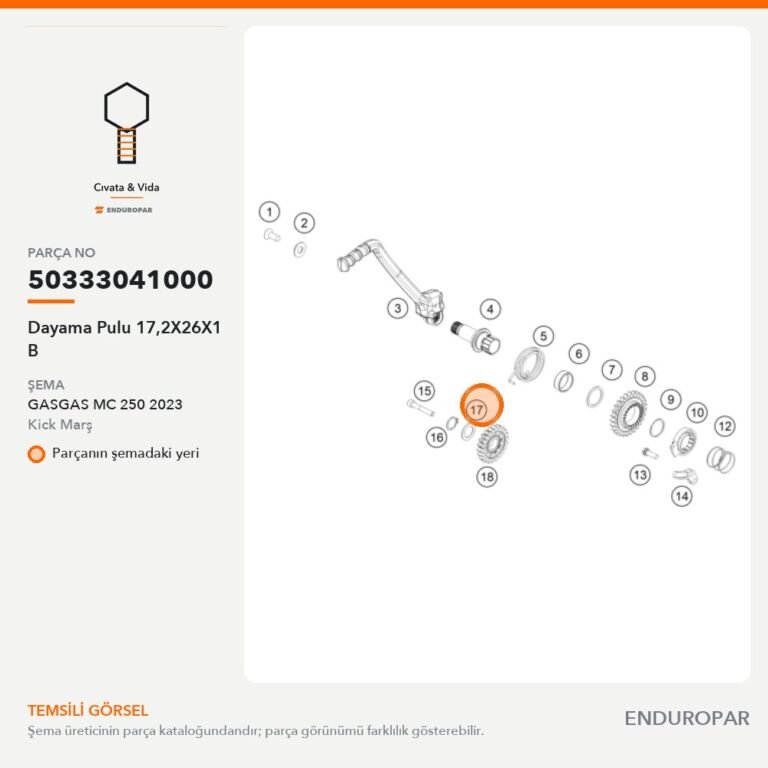 Dayama Pulu 17,2X26X1 B 50333041000 parça şeması