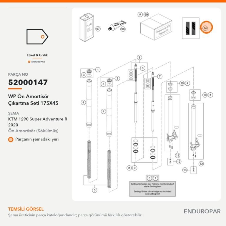 WP Ön Amortisör Çıkartma Seti 175X45 52000147 parça şeması