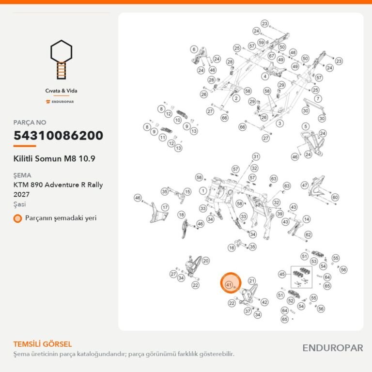 Kilitli Somun M8 10.9 54310086200 parça şeması