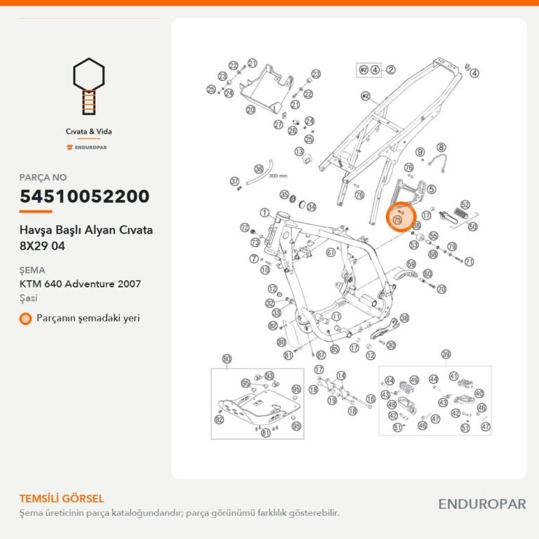 Havşa Başlı Alyan Cıvata 8X29 04 54510052200 parça şeması