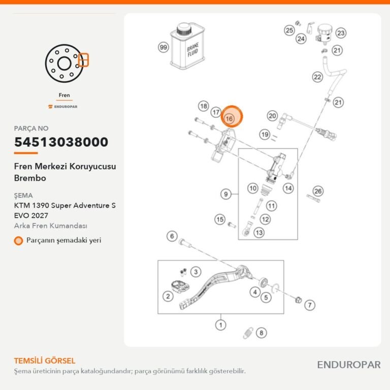 Fren Merkezi Koruyucusu Brembo 54513038000 parça şeması