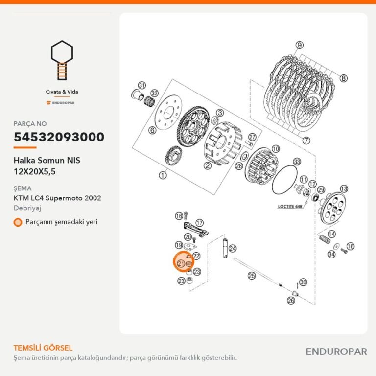 Halka Somun NIS 12X20X5,5 54532093000 parça şeması