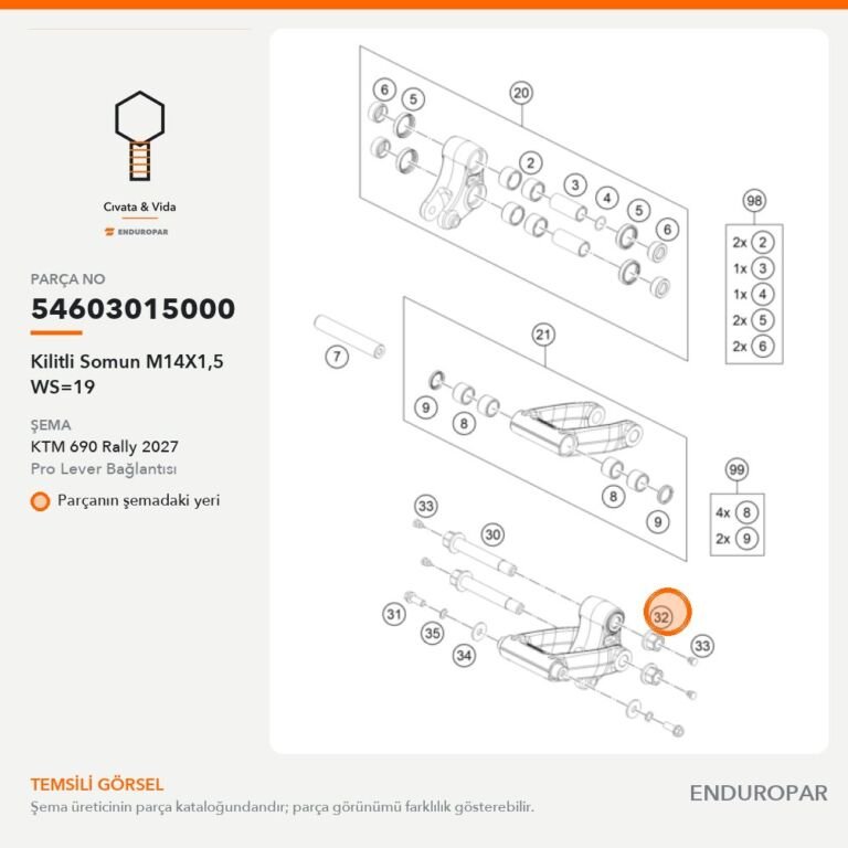 Kilitli Somun M14X1,5 WS=19 54603015000 parça şeması