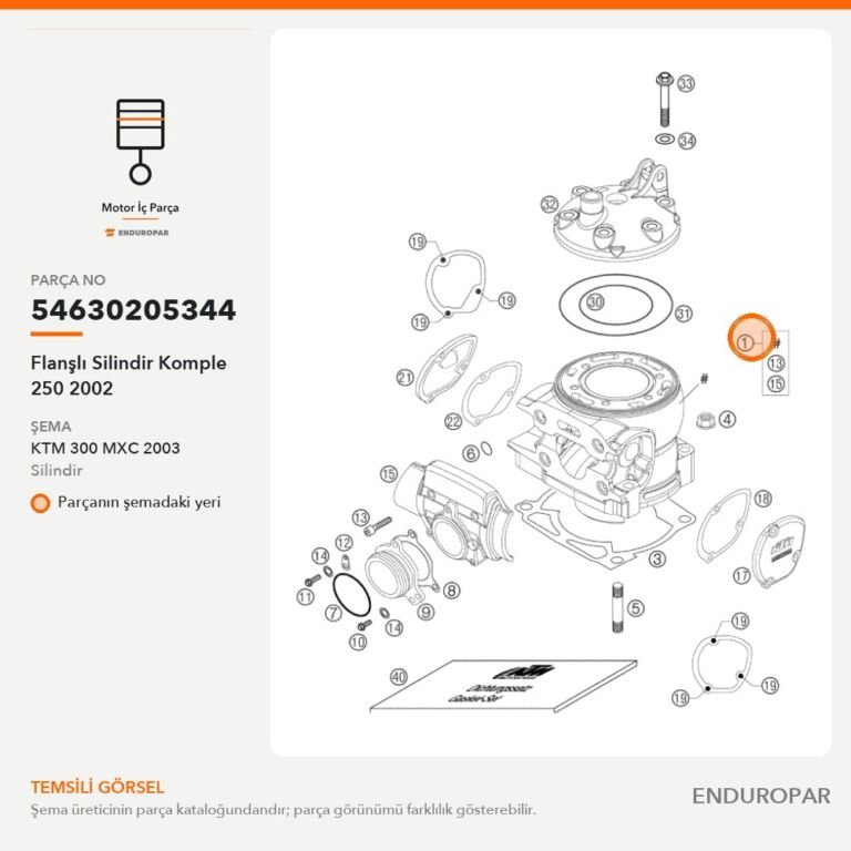 Flanşlı Silindir Komple 250 2002 54630205344 parça şeması