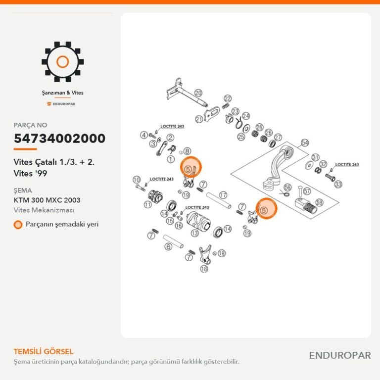 Vites Çatalı 1./3. + 2. Vites '99 54734002000 parça şeması