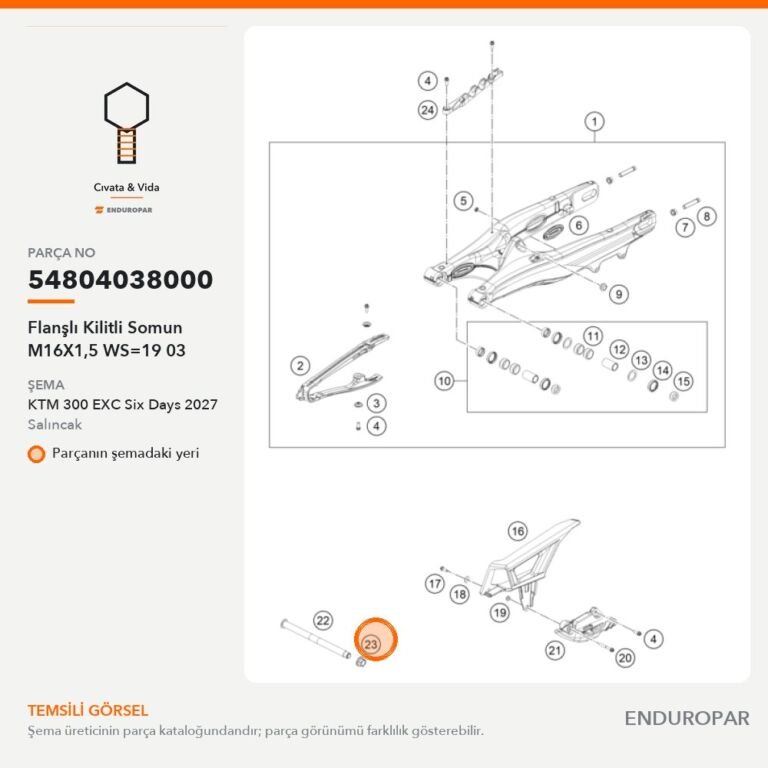 Flanşlı Kilitli Somun M16X1,5 WS=19 03 54804038000 parça şeması