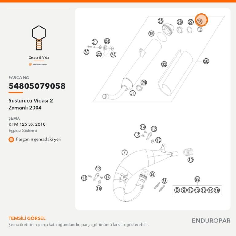 Susturucu Vidası 2 Zamanlı 2004 54805079058 parça şeması
