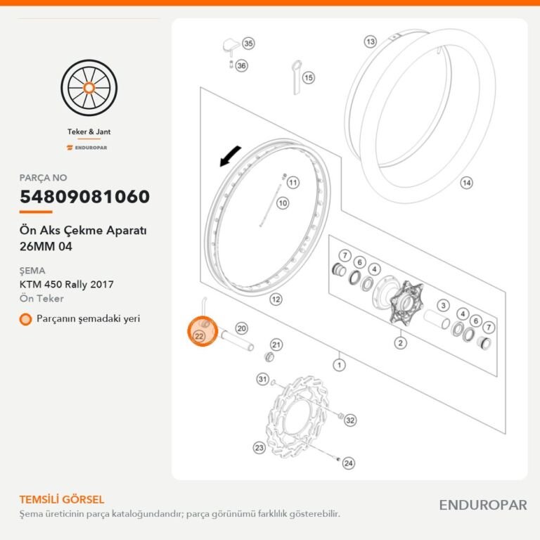 Ön Aks Çekme Aparatı 26MM 04 54809081060 parça şeması