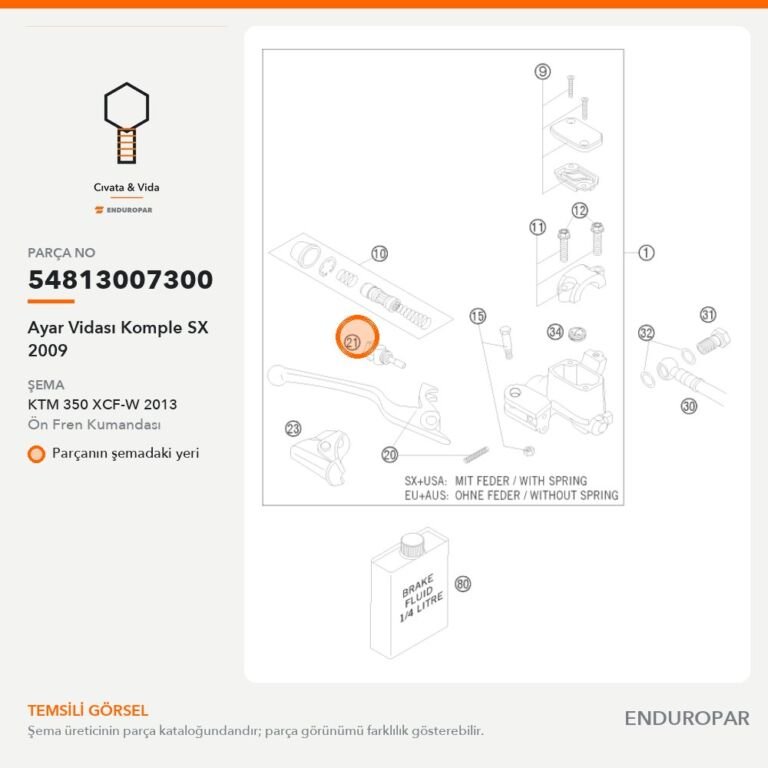 Ayar Vidası Komple SX 2009 54813007300 parça şeması