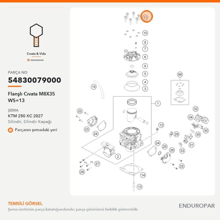 Flanşlı Cıvata M8X35 WS=13 54830079000 parça şeması