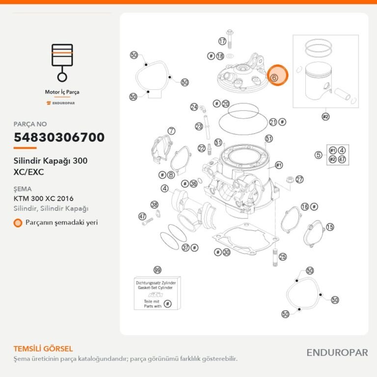 Silindir Kapağı 300 XC/EXC 54830306700 parça şeması