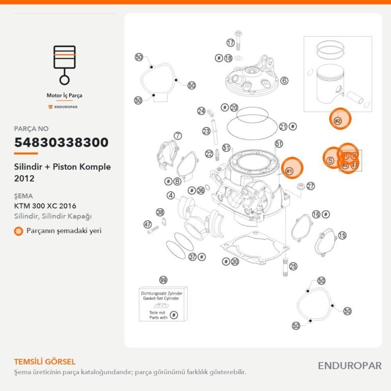 Silindir + Piston Komple 2012 54830338300 parça şeması