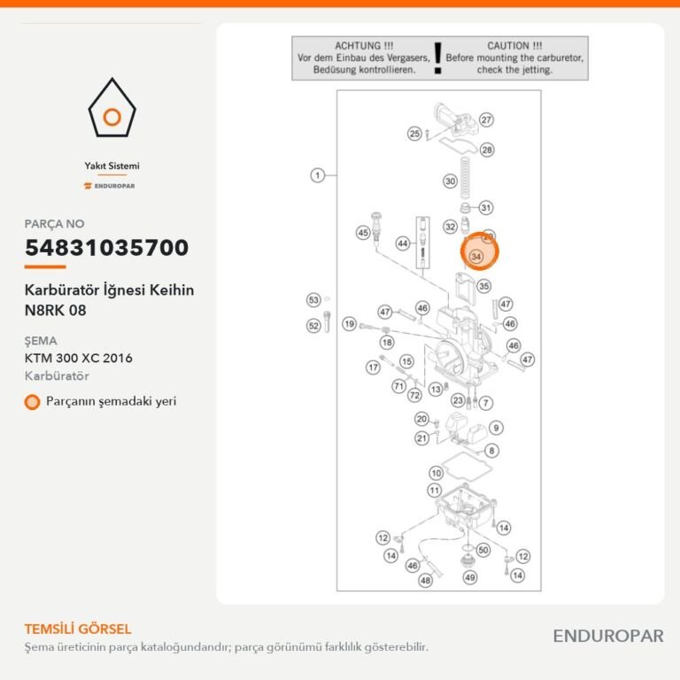 Karbüratör İğnesi Keihin N8RK 08 54831035700 parça şeması