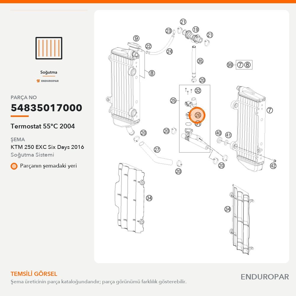 Termostat 55°C 2004 54835017000 parça şeması