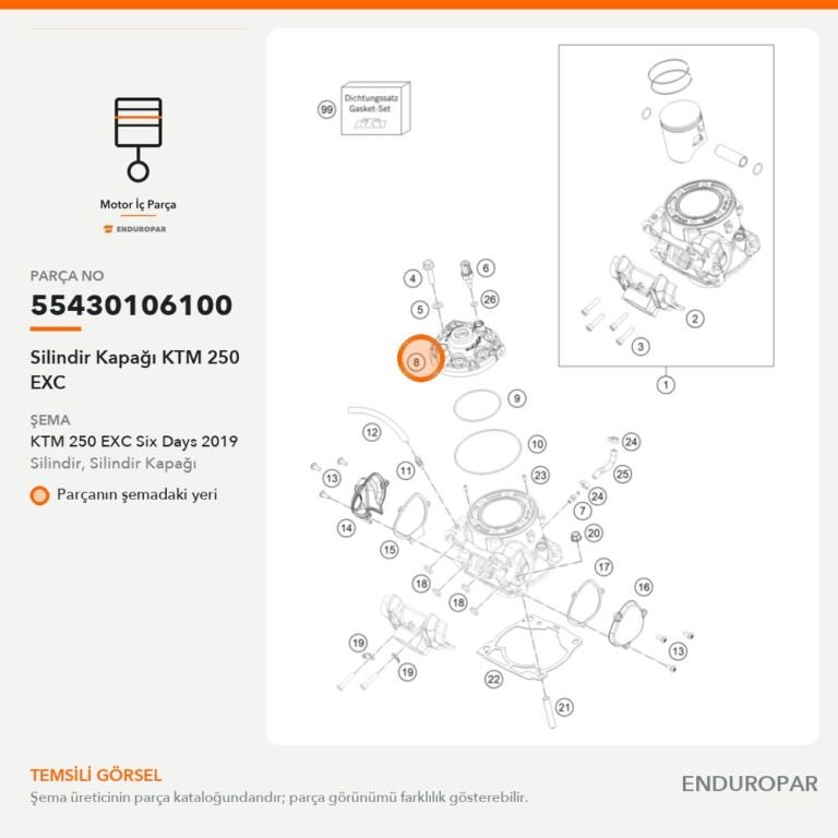 Silindir Kapağı KTM 250 EXC 55430106100 parça şeması