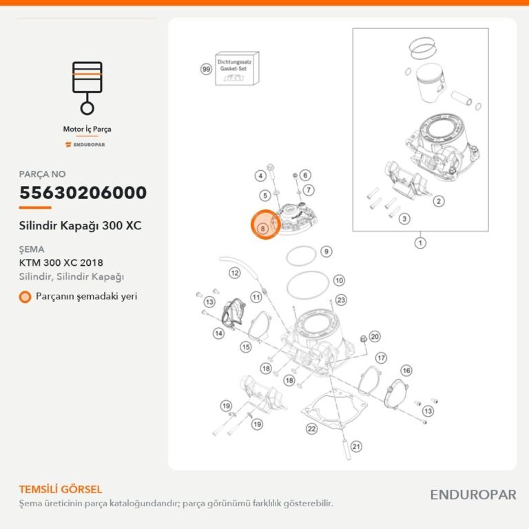 Silindir Kapağı 300 XC 55630206000 parça şeması