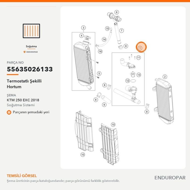 Termostatlı Şekilli Hortum 55635026133 parça şeması