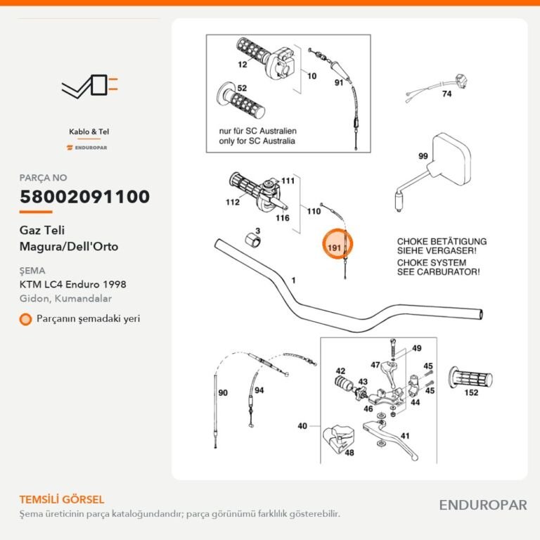 Gaz Teli Magura/Dell'Orto 58002091100 parça şeması