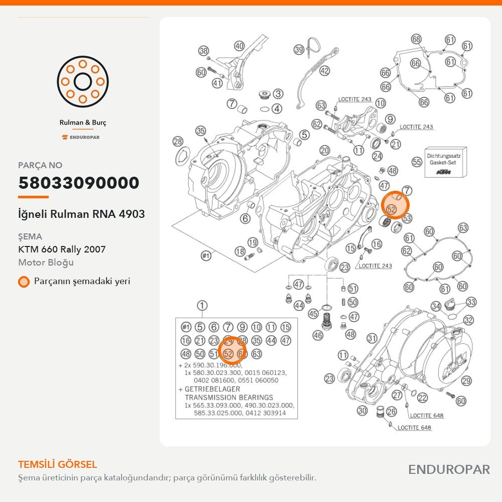 İğneli Rulman RNA 4903 58033090000 parça şeması