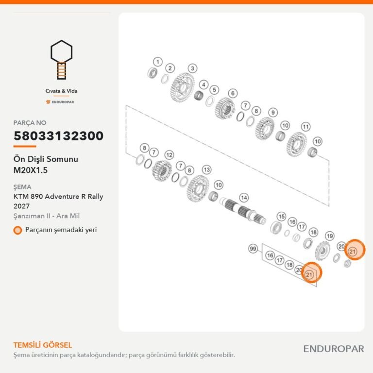 Ön Dişli Somunu M20X1.5 58033132300 parça şeması